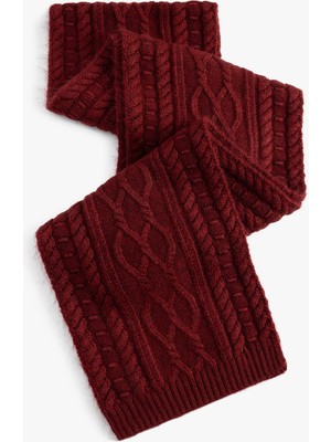 Koton Saç Örgü Dokulu Atkı