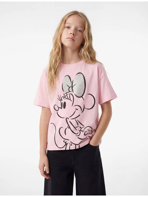 Koton Pamuklu Minnie Mouse Baskılı Lisanslı Kısa Kollu Tişört