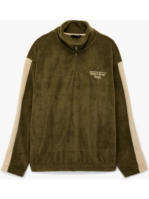 Koton Renk Bloklu Yarım Fermuarlı Yaka Polar Sweatshirt
