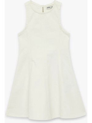 Koton Pamuklu Kolsuz Bisiklet Yaka Denim Elbise