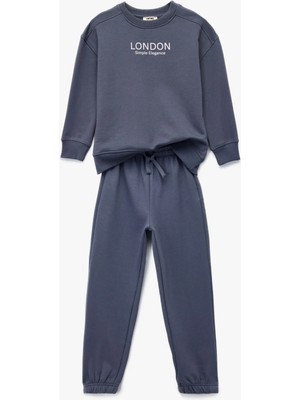 Koton Baskılı Uzun Kollu Bisiklet Yaka Şardonlu Eşofman Takımı