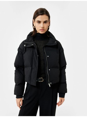 Koton Dik Yaka Uzun Kollu Su Itici Crop Şişme Mont