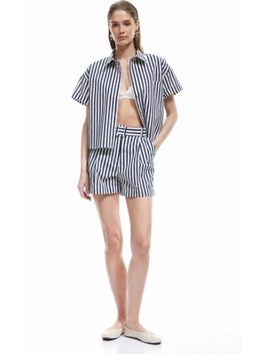 Koton x Sima Tarkan Lacivert Kadın Regular Fit Şort 5SAK40417PW