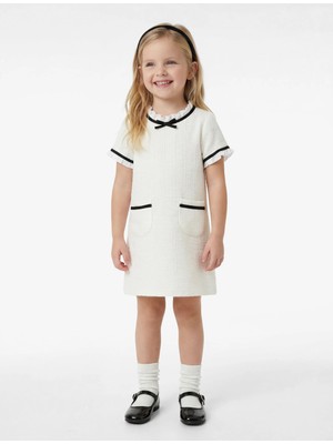 Koton Kısa Kollu Bisiklet Yaka A Kesim Cepli Fiyonklu Elbise