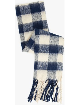 Koton Yumuşak Dokulu Püsküllü Ekoseli Uzun Atkı