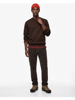 Koton Regular Fit Uzun Kollu Dokulu Kapitone Bisiklet Yaka Sweatshirt