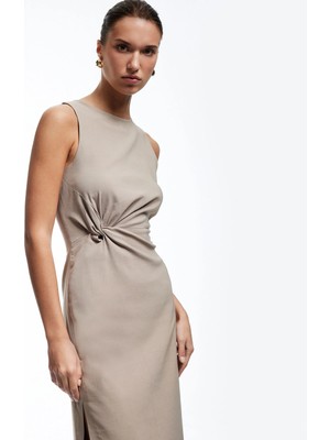 Koton x Sima Tarkan Vizon Kadın Bisiklet Elbise 5SAK80152EW