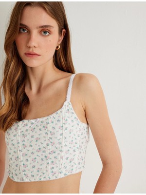 Koton Çiçekli Büstiyer Ince Askılı