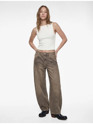 Koton Kolsuz Kayık Yaka Slim Fit Crop Bluz