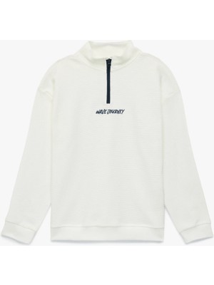 Koton Uzun Kollu Dik Yaka Yarım Fermuarlı Pamuklu Sweatshirt