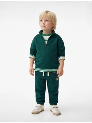 Koton Pamuklu Uzun Kollu Yarım Fermuarlı Dik Yaka Sweatshirt