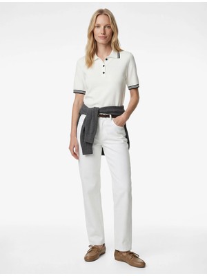 Koton Yarım Düğmeli Kısa Kollu Polo Yaka Triko Kazak