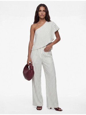 Koton Modal Kumaş Çizgili Tek Omuz Bluz