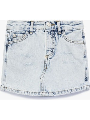 Koton Pamuklu Slim Fit Cepli Denim Şort Etek