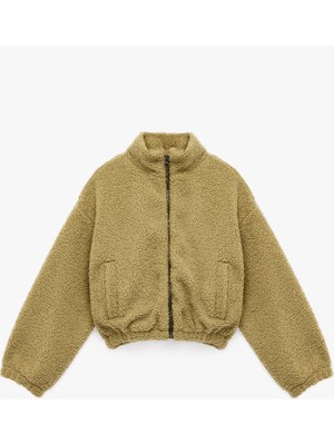 Koton Fermuar Kapamalı Uzun Kollu Cepli Oversize Polar Ceket