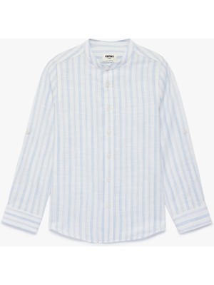 Koton Pamuklu Uzun Kollu Düğmeli Hakim Yaka Çizgili Gömlek