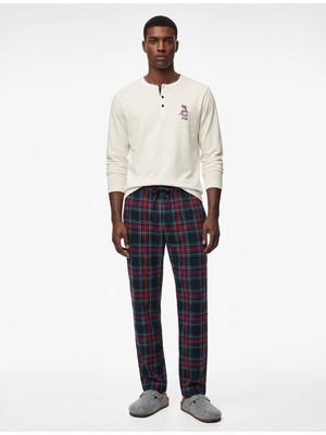 Koton Straight Fit Beli Bağcıklı Pamuklu Dokuma Pijama Altı