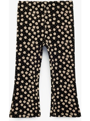 Koton Pamuk Karışımlı Çiçekli Ispanyol Paça Tayt