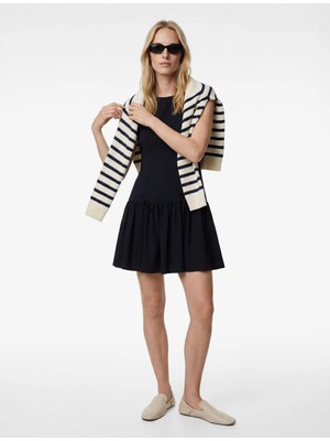 Koton Yuvarlak Yaka Kolsuz Fırfırlı Mini Elbise