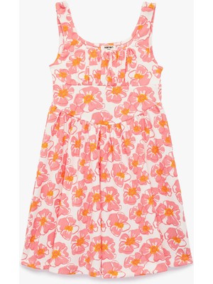 Koton Yuvarlak Yaka Askılı Çiçekli Elbise