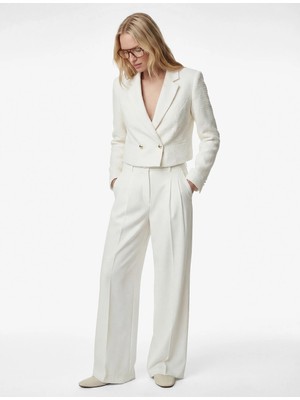 Koton Slim Fit Uzun Kollu Düğmeli Kruvaze Crop Tüvit Ceket