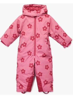 Koton Uzun Kollu Çiçekli Fermuarlı Kapşonlu Kar Tulumu