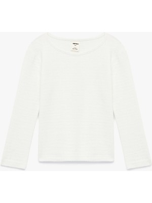 Koton Viskon Karışımlı Uzun Kollu Bisiklet Yaka Basic Tişört