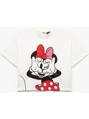 Koton Lisanslı Minnie Mouse Baskılı Kısa Kollu Pamuklu Tişört