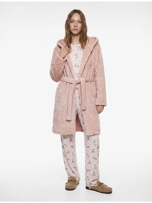 Koton Kapüşonlu Uzun Kollu Cepli Dokulu Polar Sabahlık