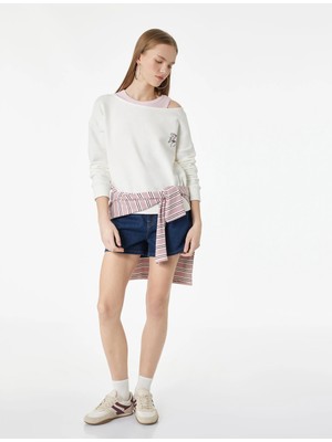 Koton Uzun Kollu Kayık Yaka Rahat Kalıp Sweatshirt