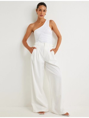 Koton Asimetrik Tek Omuz Bluz Drape Detaylı Skinny