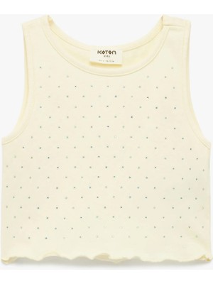 Koton Kolsuz Bisiklet Yaka  Taş Detaylı Pamuklu Atlet