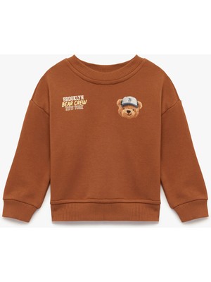 Koton Uzun Kollu Bisiklet Yaka Ayıcık Baskılı Sweatshirt