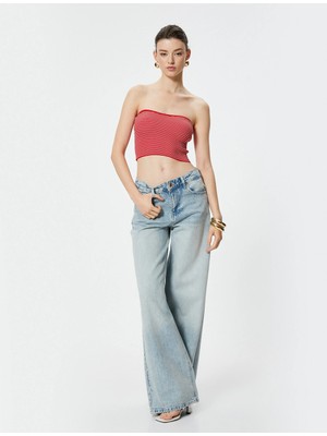 Koton x Sima Tarkan - Straplez Kroşe Crop Üst 4SAK30141HT