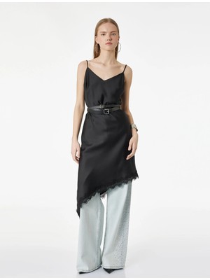 Koton Pamuklu Düğmeli Cepli Geniş Paça Taşlı Denim Pantolon -  Wide Leg Jeans