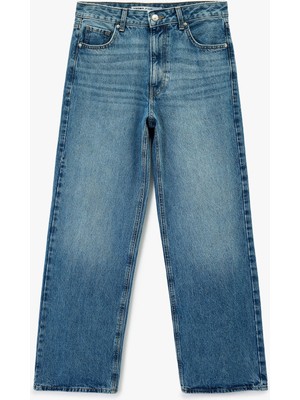 Koton Pamuklu Cepli Düğmeli Normal Bel Baggy Jean Pantolon - Baggy Jeans