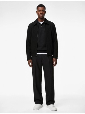 Koton Regular Fit Uzun Kollu Cepli Gömlek Yaka Fermuarlı Fitilli Bomber Ceket