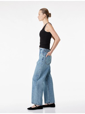 Koton Normal Bel Düz Paça Pamuklu Rahat Kalıp Baggy Jean Pantolon - Baggy Jeans
