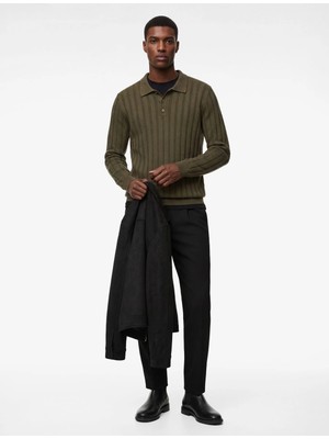 Koton Polo Yaka Düğme Detaylı Uzun Kollu Kışlık Triko Kazak