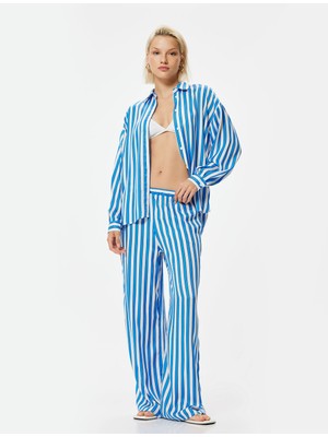 Koton Oversize Gömlek Uzun Kollu Viskoz Kumaş