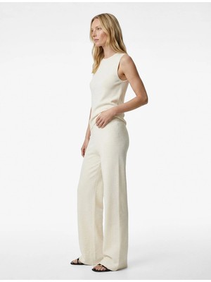 Koton Pamuk Karışımlı Dokulu Uzun Geniş Paça Pantolon