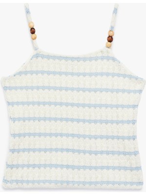 Koton Boncuk Detaylı Askılı Bisiklet Yaka Çizgili Atlet