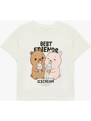 Koton Baskılı Bisiklet Yaka Pamuklu Kısa Kollu Tişört