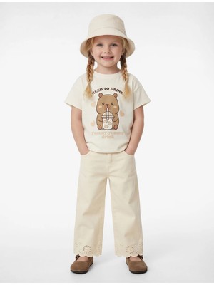 Koton Pamuklu Ayıcık Baskılı Bisiklet Yaka Kısa Kollu Tişört