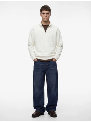 Koton Uzun Kollu Şardonlu Basic Yarım Fermuarlı Sweatshirt