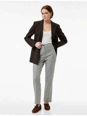 Koton Viskon Karışımlı Regular Fit Ekoseli Cigarette Pantolon