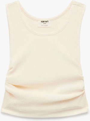 Koton Büzgülü Kolsuz Bisiklet Yaka Crop Bluz