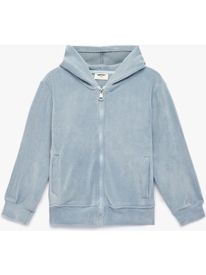 Koton Uzun Kollu Fermuarlı Kapşonlu Polar Sweatshirt