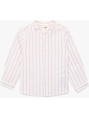 Koton Pamuklu Uzun Kollu Hakim Yaka Çizgili Gömlek