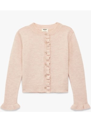 Koton Uzun Kollu Bisiklet Yaka Fırfır Detaylı Triko Hırka